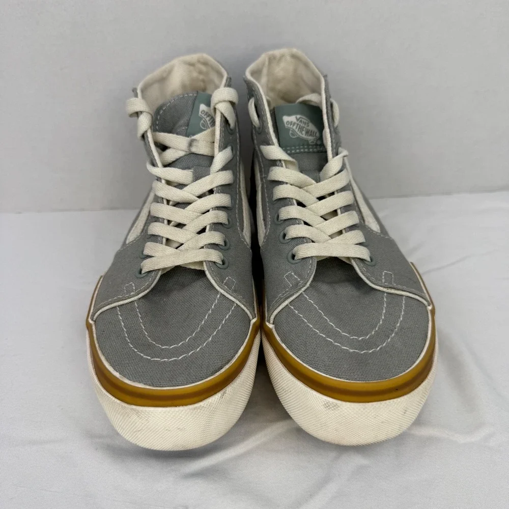 Vans Sk8-Hi Stacked Pewter Gray Canvas‎ Platform High Top Sneakers Womens 6.5